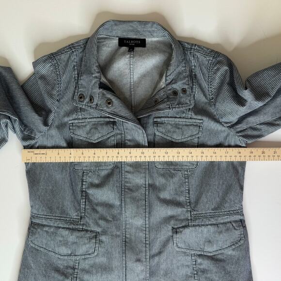 Talbots Women Railroad Stripe Utility Jacket Sz 8P Neutral Layers Casual Classic - Picture 14 of 14